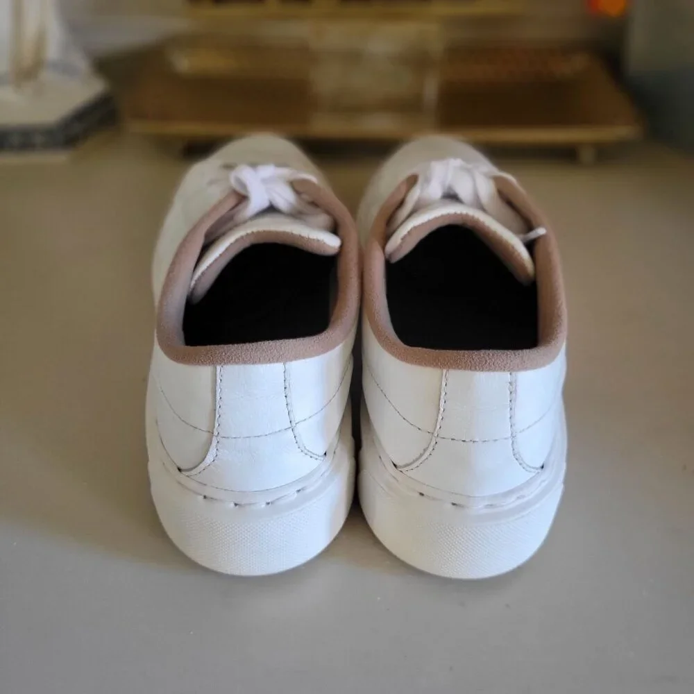 BLKSWN Women's White Leather Lace-Up Sneakers - SZ 7